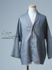 【見本品】リネンカーディガン シャンブレーカーディガン Vネック / ネイビー sample-d0056