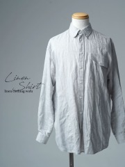 【見本品/Ｌサイズ】リネンシャツ リネンシャンブレー ボタンダウンシャツ  / ライトグレー sample-d0345
