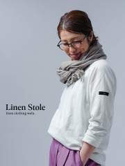 ※生産終了※ふわっとやわらかい Wガーゼのリネンストール 手ほぐしフリンジ ／ カシミアベージュ【約60cm×164cm】z004c-csb2