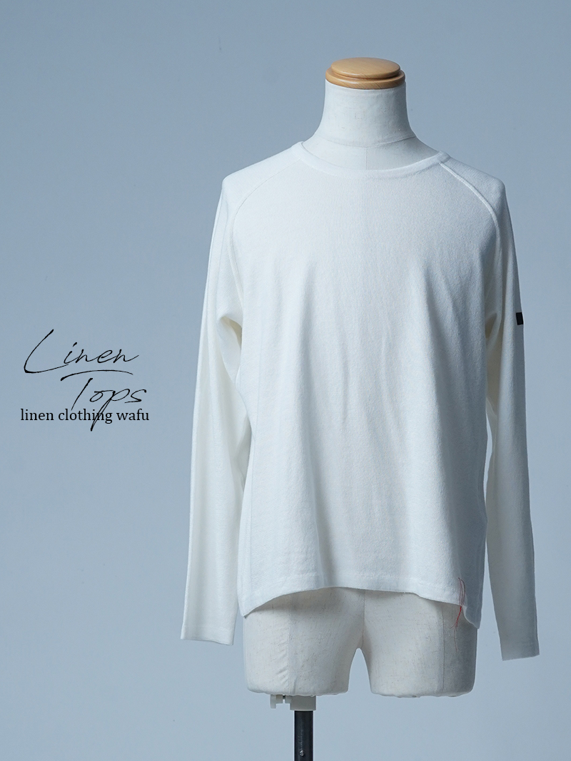 【訳あり作品/Sサイズ】リネンコットン 裏シルク ラグラントップス / オフホワイト sample-a1037