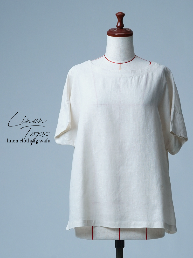 【リユース作品／Ｌサイズ】リネントップス 半袖 リネンTシャツ / レモンシフォン sample-a1104