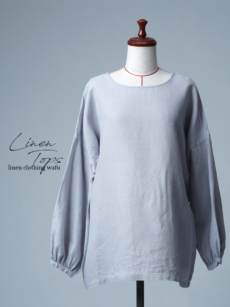 【リユース作品】リネントップス ふんわり袖 トップス / グリーシエル sample-a1149