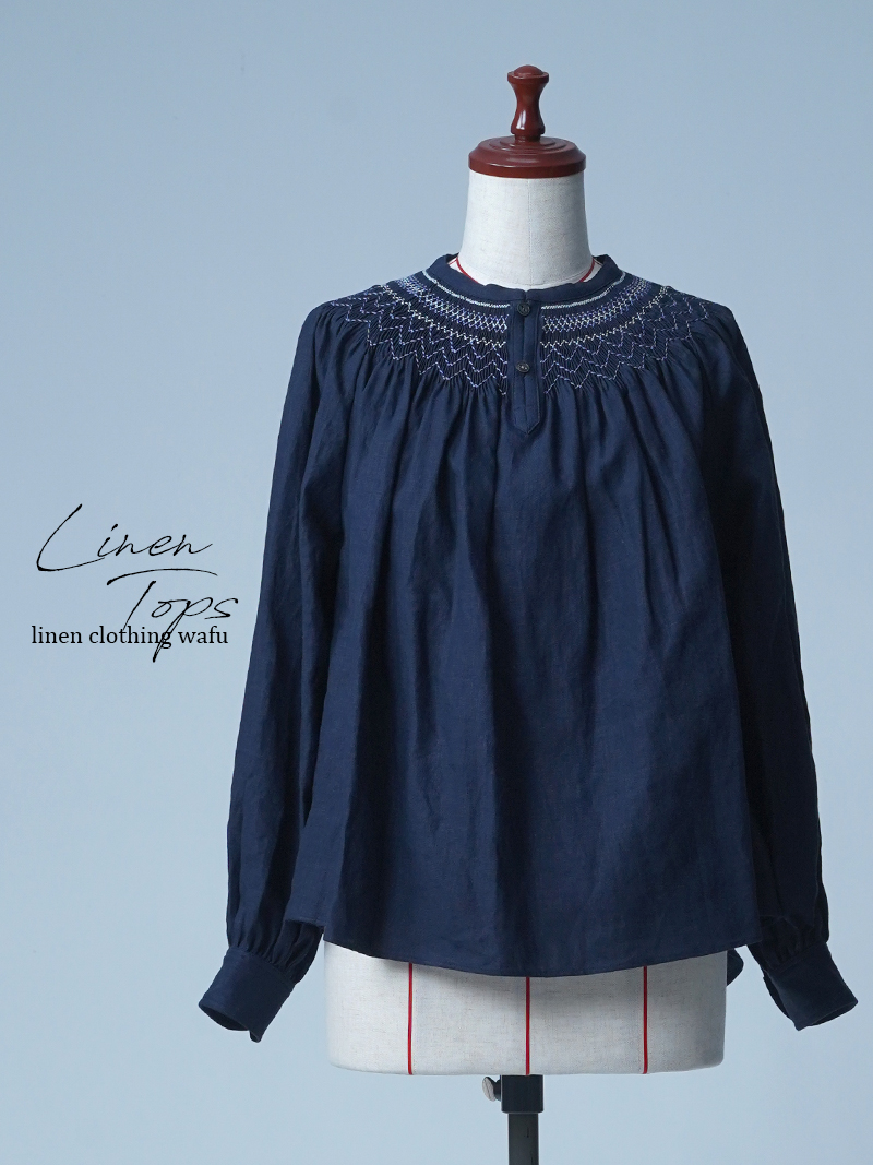 【初売り！】【サンプル作品】スモッキングブラウス / 留紺 sample-c0015