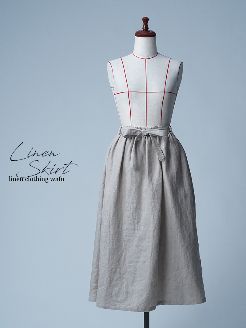 【初売り！】【サンプル作品】プレミアムリネン フレアスカート / フラックス sample-c0017