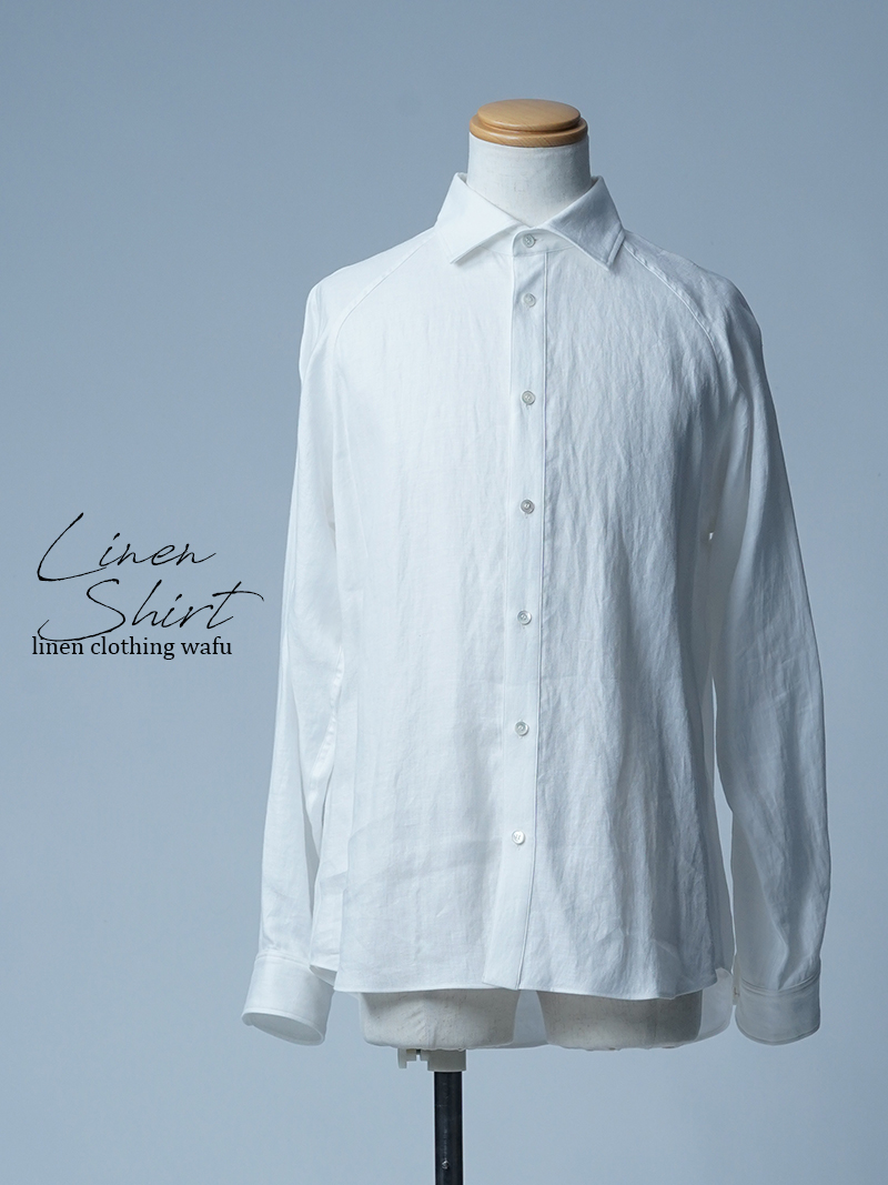 【初売り！】【サンプル作品/Lサイズ】カッタウェイ プレミアムリネン シャツ / ホワイト sample-c0068