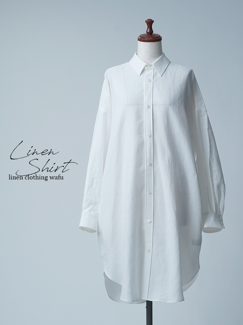 【初売り！】【サンプル作品】ビッグシルエット リネンシャツ / 白色 sample-c0140