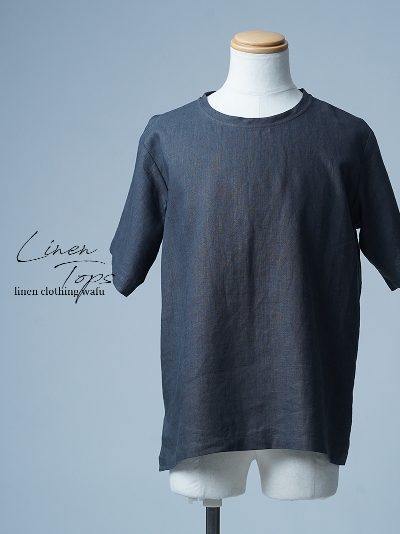 【見本品/Ｍサイズ】リネンルームウェア 半袖 トップス / グリーフラネル sample-d0046