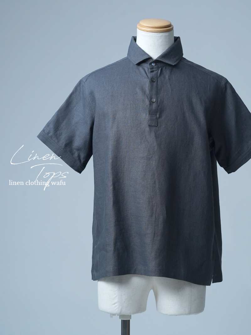 【見本品/Ｍサイズ】リネントップス リネンポロシャツ / グリーフラネル sample-d0068