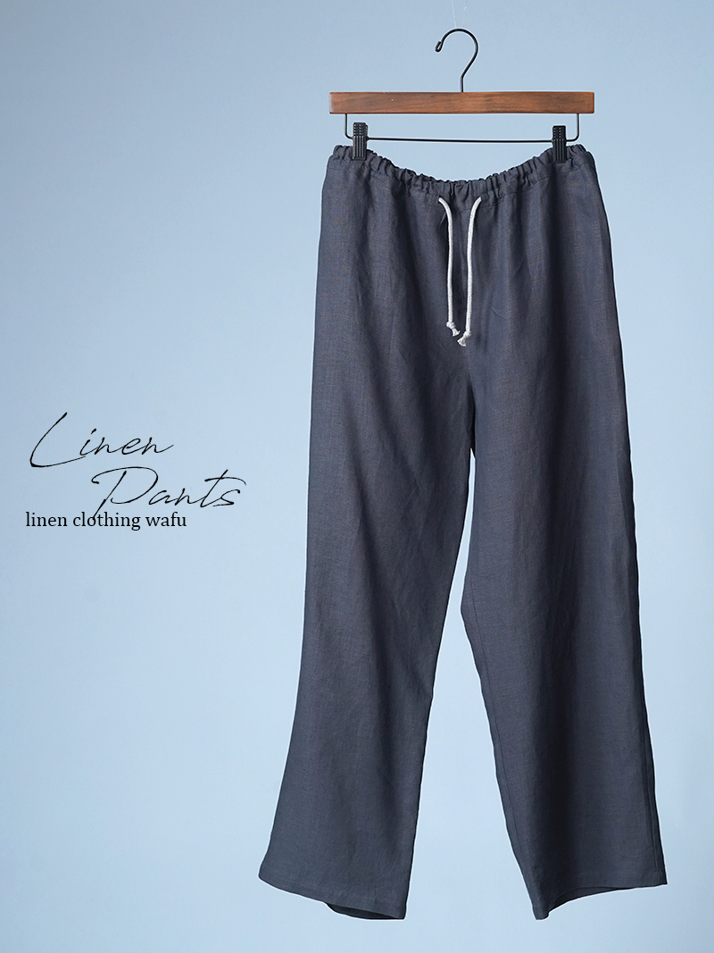 【見本品/Ｍサイズ】リネンルームウエア リネンパジャマ リネンパンツ / グリーフラネル sample-d0142