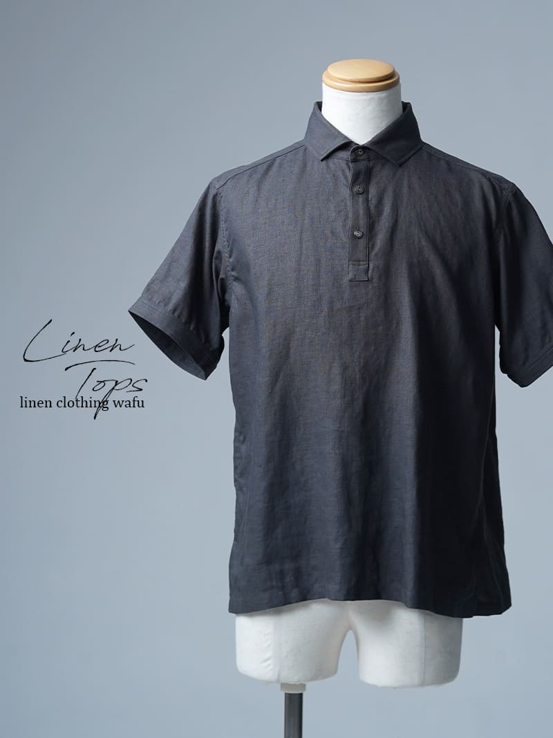 【見本品/Ｍサイズ】リネンポロシャツ 半袖 シャツ / グリーフラネル sample-d0383
