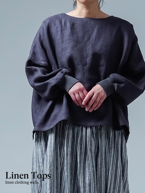 ※生産終了※【リネントップス】プレミアムリネン 幻のよしこTシャツ～冬の長袖～/ショードロン t002r-cdn2