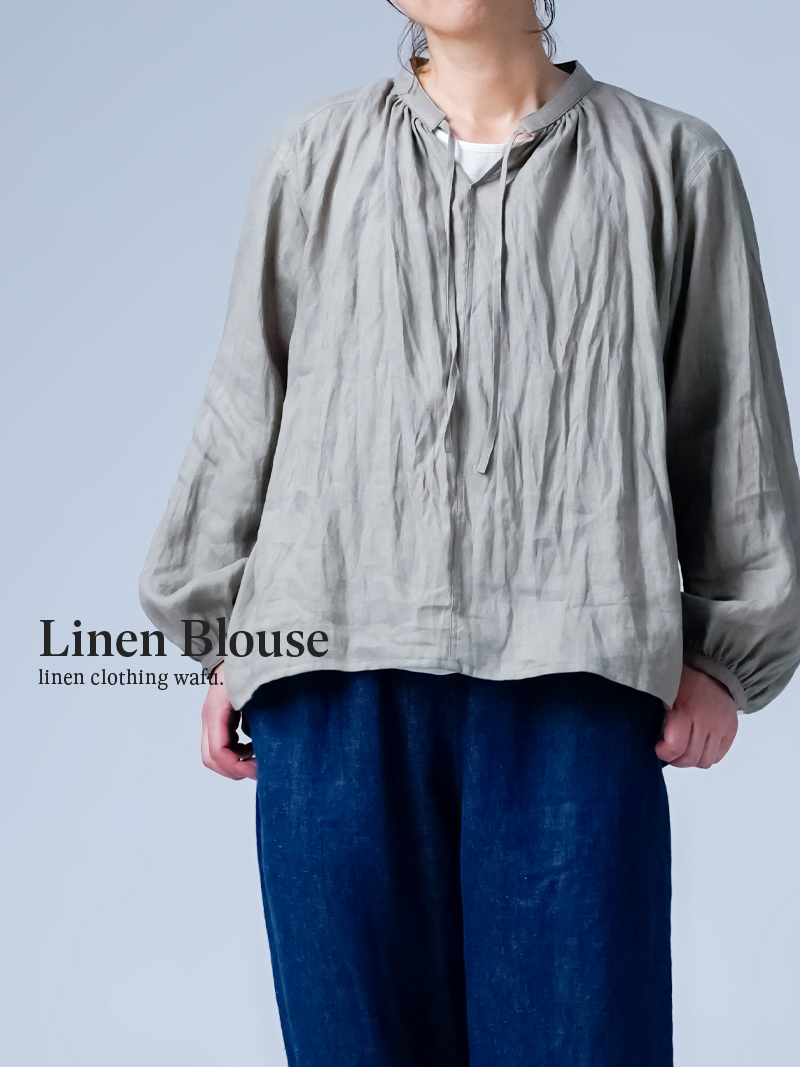 wafu 【リネンブラウス】襟からのドレープが美しいスキッパーシャツ
