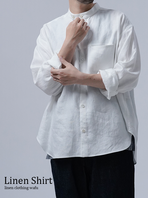 【リネンシャツ】ハートをわしづかみの 洗練されしシャツ ／ 白色 t021i-wht1