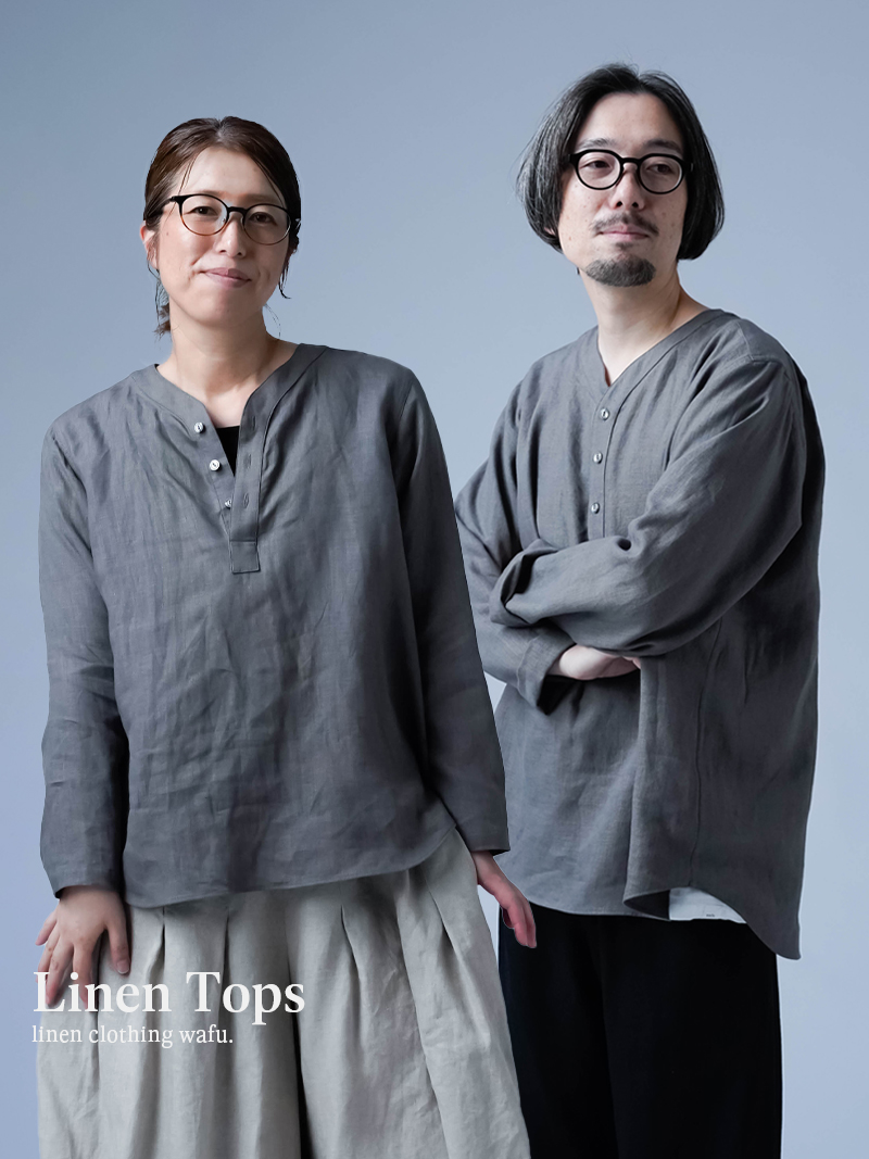 【リネントップス】快適さ無制限 スリーピングシャツ ／ 鈍色 t030c-nib1