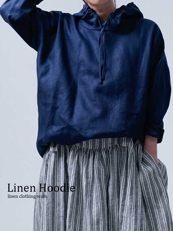 ※生産終了※【リネンパーカー】本物のリネンを愛する人へ wafuプレミアムリネン ／ ラピスラズリ t047j-lpl3