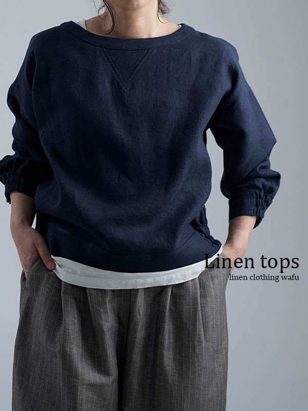 Linen sweat スウェット風 トップス/ノクターン t048a-ntn3