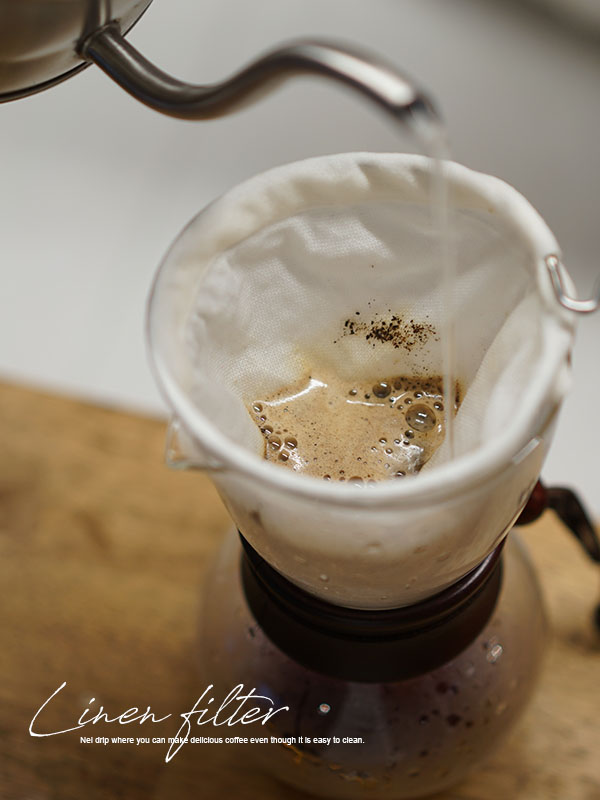 リネン ネルドリップ用 ろか器用 コーヒー フィルター ドリップ ドリッパー ネルドリップ / ホワイトか亜麻ナチュラル