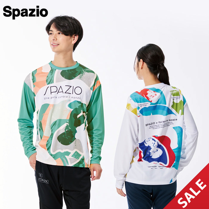 【SALE】【SPAZIO】GE1118 ペイントグラフィックロングプラシャツ（S～O）【★１着までクリックポストOK　送料220円】