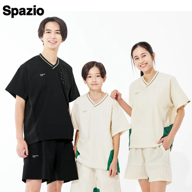 【25SS】【SPAZIO】GE1058 SPAZIO Vネック切り替え半袖ピステ（S～O）【★１着までクリックポストOK　送料220円】