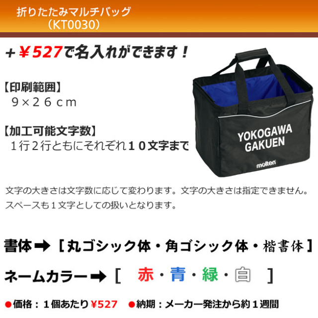 モルテン】KT0030 折りたたみマルチバッグ／名入れ可／※名入れの