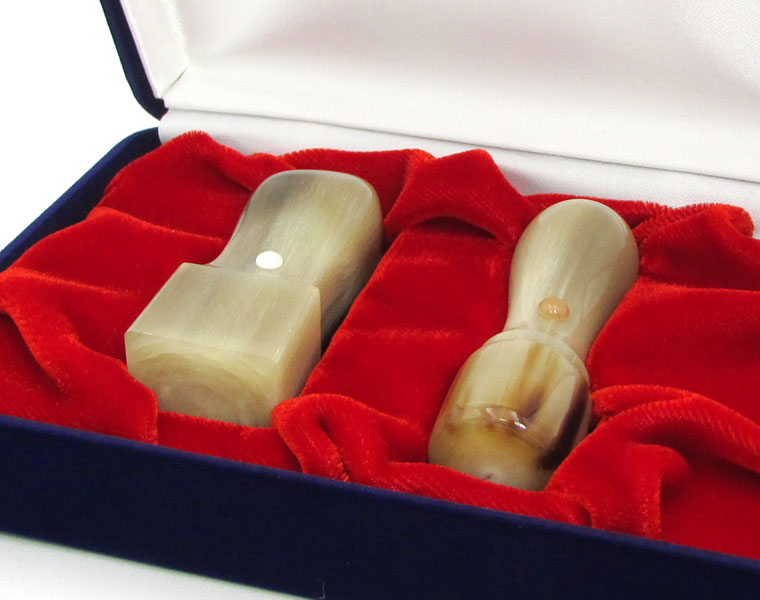 牛角（色）法人印2本セット　角印＋役職印