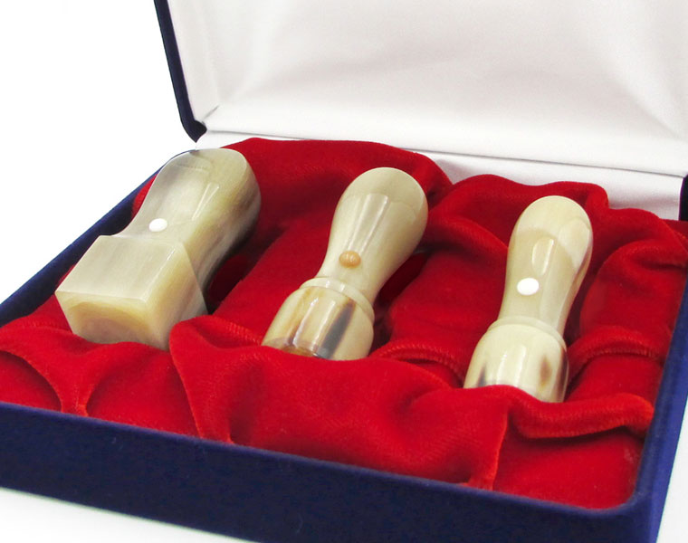 牛角（色）法人印3本セット　角印＋役職印＋銀行印