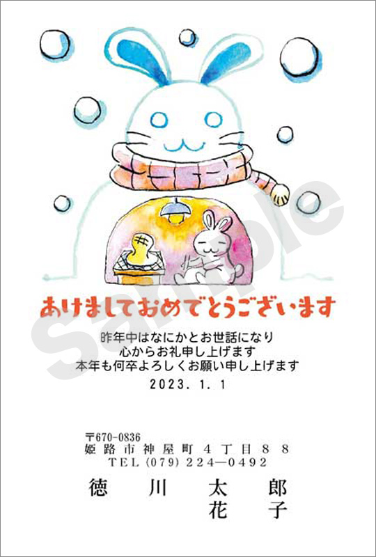 年賀状　お値打ちカラー印刷　はがき代込　3019