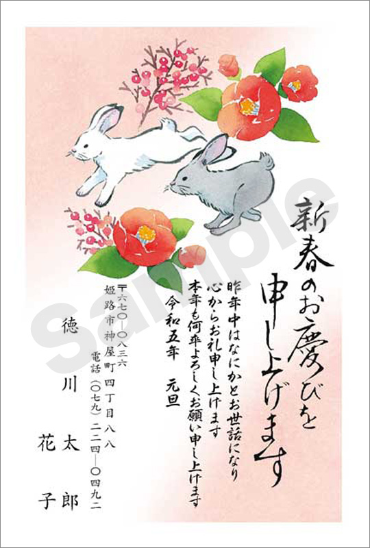 年賀状　フルカラー（ファミリー向け絵柄）　はがき代込　4119