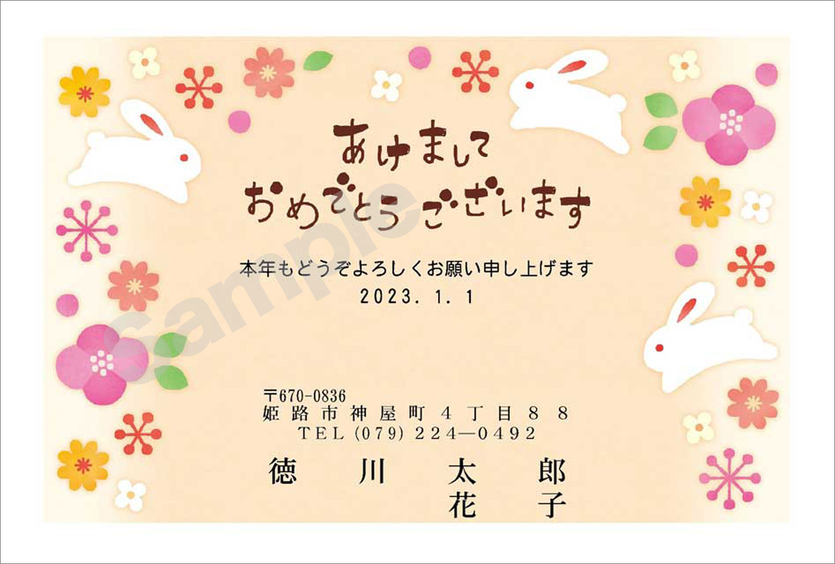 年賀状　フルカラー（ファミリー向け絵柄）　はがき代込　4120