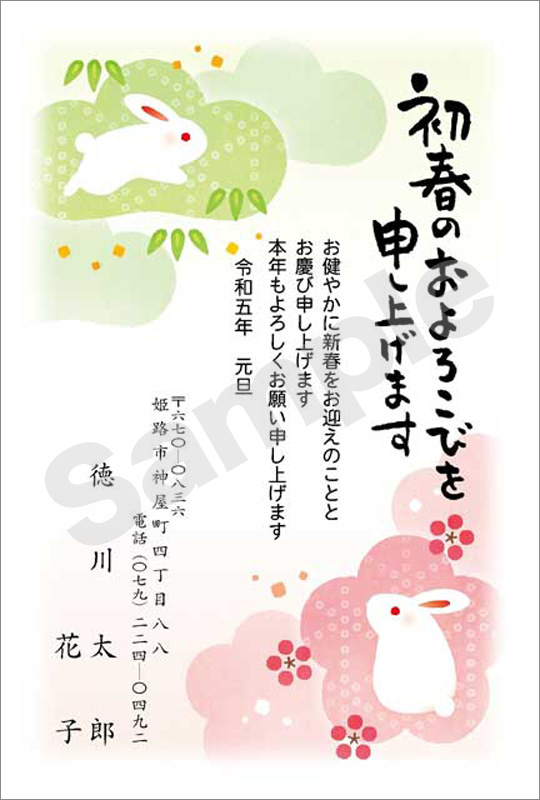 年賀状　フルカラー（ファミリー向け絵柄）　はがき代込　4102