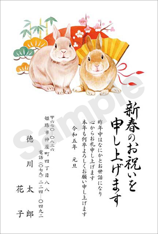 年賀状　フルカラー（ファミリー向け絵柄）　はがき代込　4105