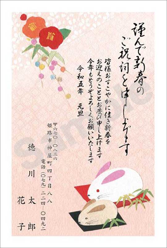 年賀状　フルカラー（ファミリー向け絵柄）　はがき代込　4106