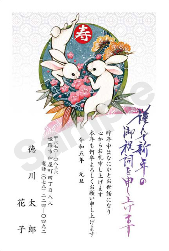 年賀状　フルカラー（ファミリー向け絵柄）　はがき代込　4114