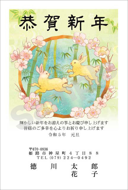 年賀状　フルカラー（ファミリー向け絵柄）　はがき代込　4116