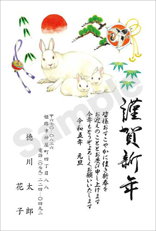 年賀状　フルカラー（ファミリー向け絵柄）　はがき代込　4117