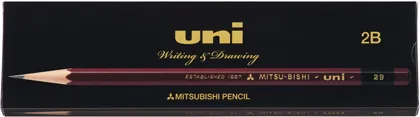 三菱鉛筆 ユニ (uni) 鉛筆 紙箱 [uni-K] 1ダース（12本入）| 事務用 学習用 デッサン 定番 高級鉛筆 [硬度：2H/H/HB/B/2B]
