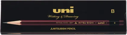 三菱鉛筆 ユニ (uni) 鉛筆 紙箱 [uni-K] 1ダース（12本入）| 事務用 学習用 デッサン 定番 高級鉛筆 [硬度：2H/H/HB/B/2B]