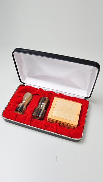 会社設立完全3点セット【B】 オランダ水牛 濃色（中卸）（角印21.0mm+親子印）