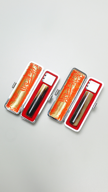 印鑑2本セット（A） オランダ水牛 濃色（中卸）