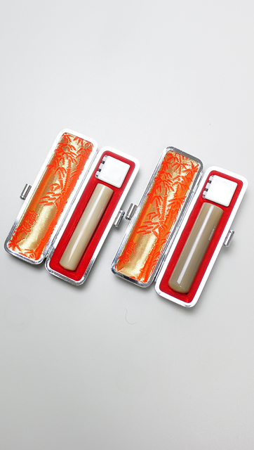 印鑑2本セット（A） オランダ水牛 純白（白卸）