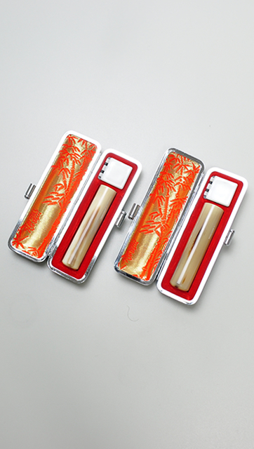 印鑑2本セット（A） オランダ水牛 淡色（特上卸）