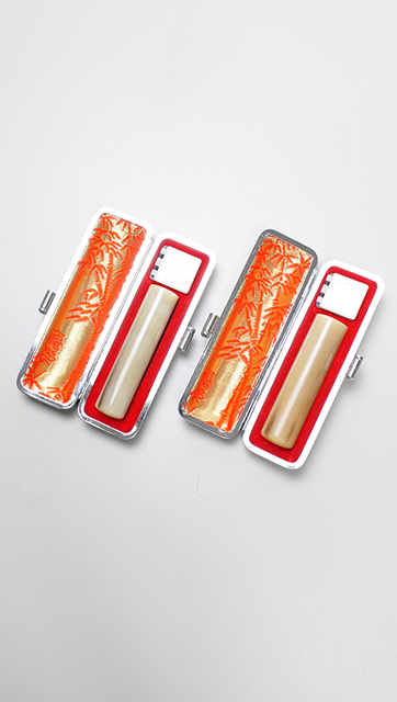 印鑑2本セット（B） オランダ水牛 淡色（特上卸）