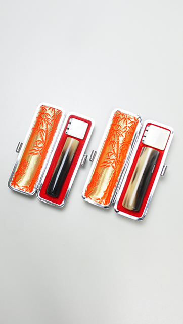 印鑑2本セット（C） オランダ水牛 濃色（中卸）