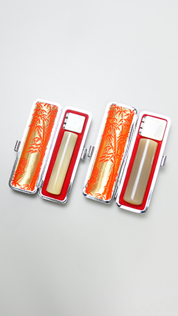 印鑑2本セット（C） オランダ水牛 純白（白卸）