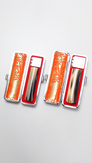 印鑑2本セット（D） オランダ水牛 濃色（中卸）