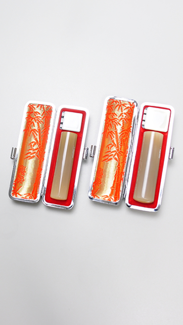 印鑑2本セット（D） オランダ水牛 純白（白卸）