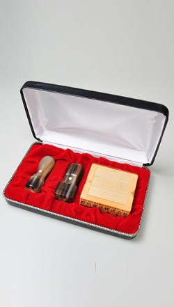 会社設立完全3点セット【B】 オランダ水牛 濃色（中卸）（角印21.0mm+親子印）