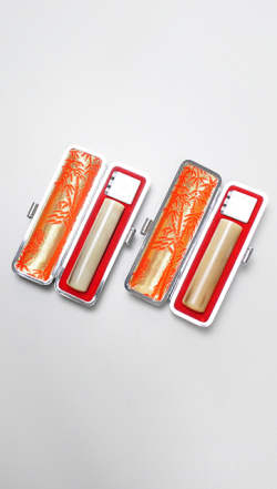 印鑑2本セット（B） オランダ水牛 淡色（特上卸）