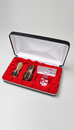 会社設立完全3点セット【B】 オランダ水牛 濃色（中卸）（角印24.0mm+プラスティック台）