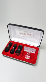 会社設立完全4点セット【A】-1 黒水牛（極上芯持）（角印21.0mm+プラスティック台）